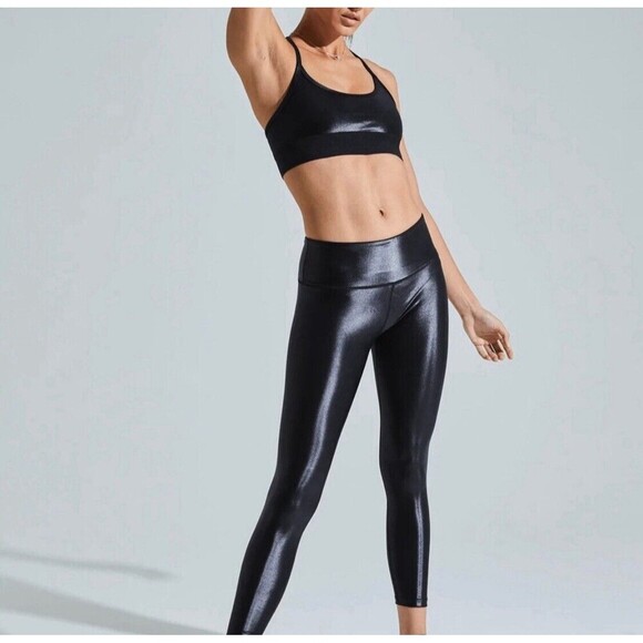 Noli Liquid Leggings In Black Gloss Size Large - Picture 2 of 7